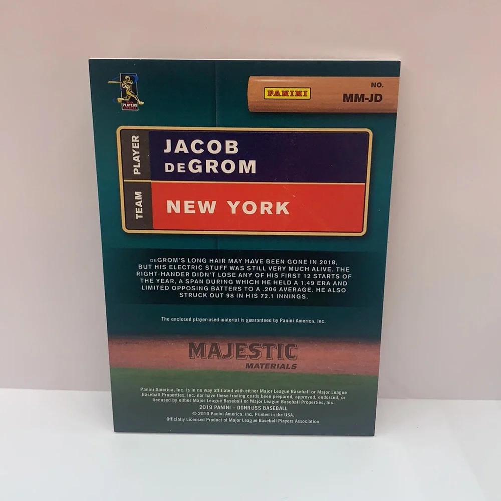 2019 Panini Jacob DeGrom Majestic Materials #MM-JD (MISC10)